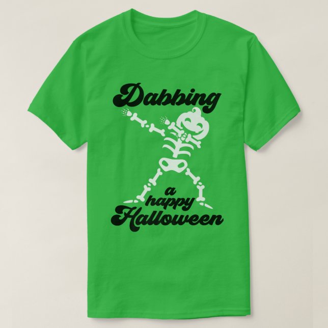 Camiseta Dabbing Jack O Lantern Skeleton (Diseño del anverso)
