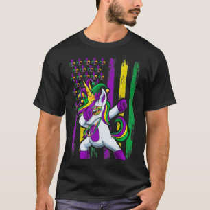 Camiseta Dabbing Jester Bandera Unicornio Mardi Gras , Chic