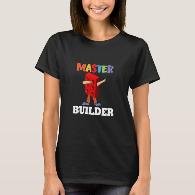Camiseta Dabbing Kids Master Builder  Building Bricks Block (Anverso)