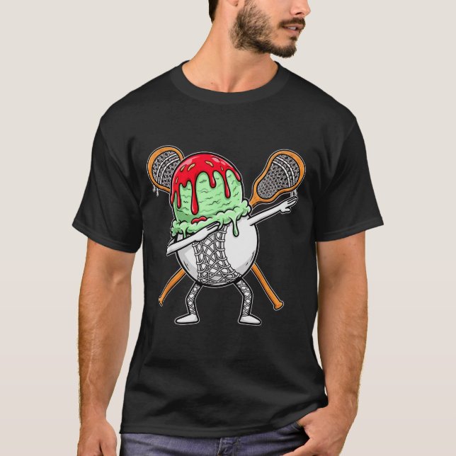 Camiseta Dabbing Lacrosse Ball Drip Ice Cream Kids Youth Bo (Anverso)