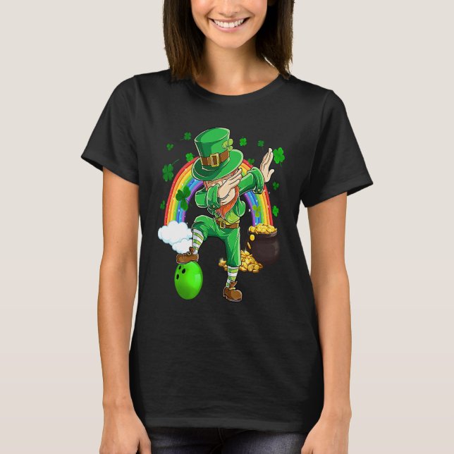 Camiseta Dabbing Leprechaun Bowling Ball Saint Patricks Day (Anverso)