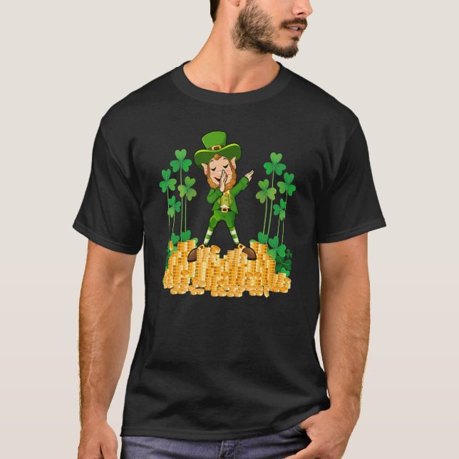 Camiseta Dabbing Leprechaun Happy St Patricks Day Men Kids  (Anverso)