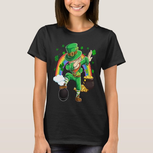 Camiseta Dabbing Leprechaun & Hockey Puck St Patricks Day M (Anverso)