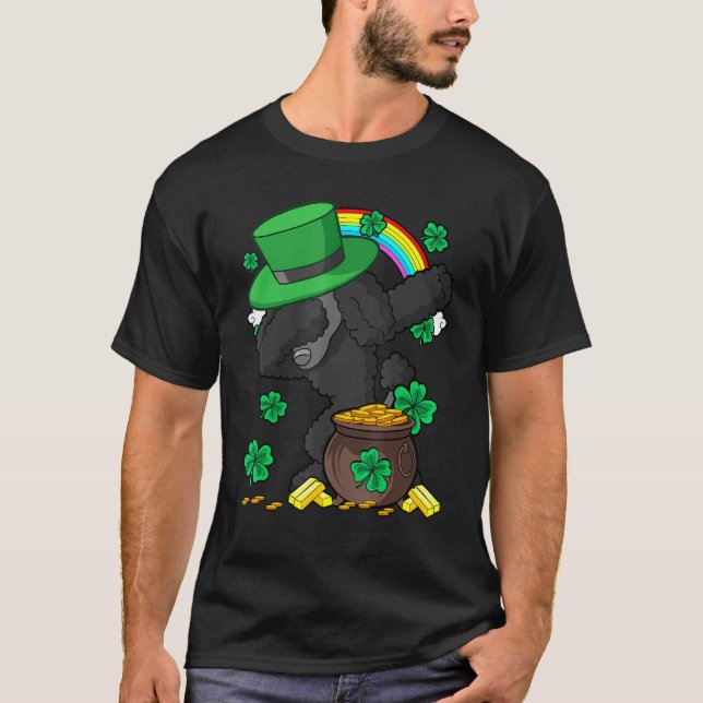 Camiseta Dabbing Leprechaun Poodle Dog Irish St Patricks Da (Anverso)