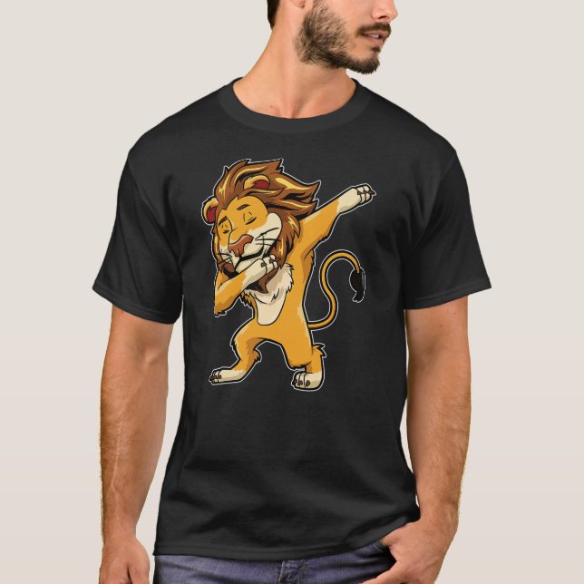 Camiseta Dabbing Lion T Shirt Meme Print Dab Cat Dance T Sh (Anverso)