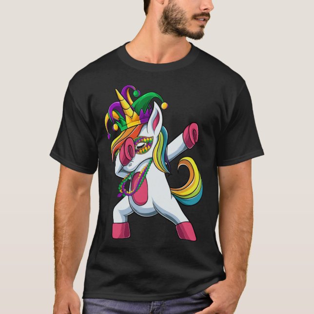 Camiseta Dabbing Mardi Gras Unicorn Apparel Jester Women gi (Anverso)