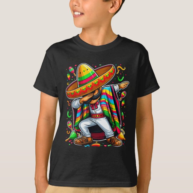Camiseta Dabbing Mexican Poncho Cinco De Mayo (Anverso)