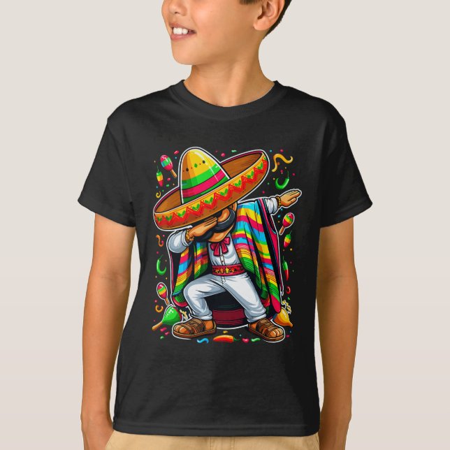 Camiseta Dabbing Mexican Poncho Cinco De Mayo (Anverso)