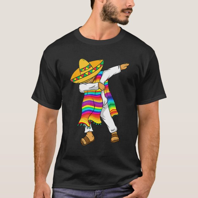 Camiseta Dabbing mexicano Poncho Cinco De Mayo Costume Tee (Anverso)