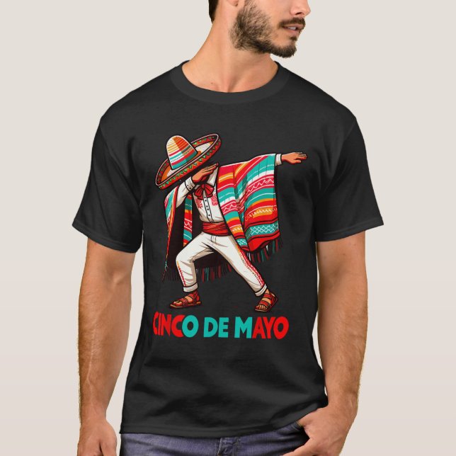 Camiseta Dabbing mexicano Poncho Cinco De Mayo Fiesta (Anverso)