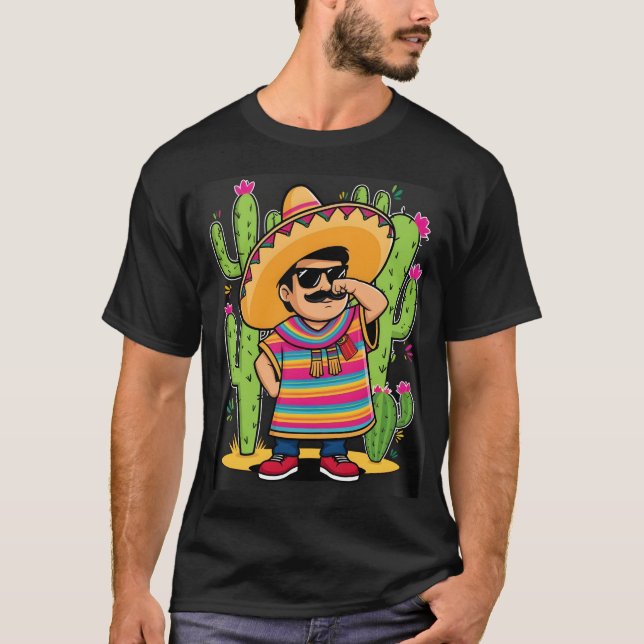 Camiseta Dabbing mexicano Poncho Cinco de Mayo Hombres Somb (Anverso)