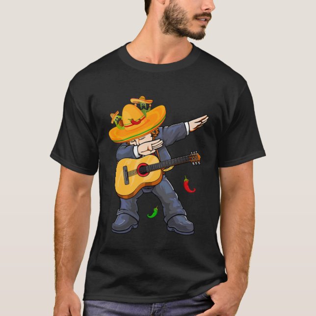 Camiseta Dabbing Mexico Mariachi & Guitar Cinco De Mayo Boy (Anverso)