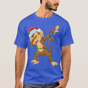 Camiseta Dabbing Monkey Xmas Lights Funny Santa Monkey Chri