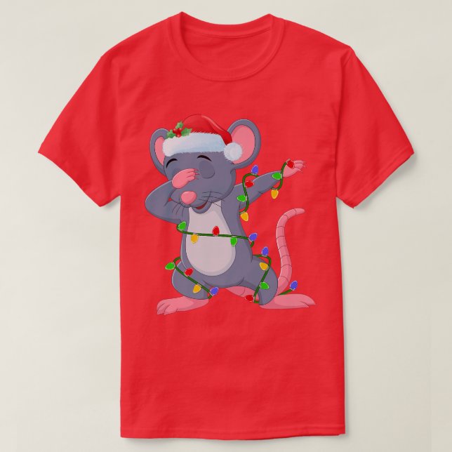 Camiseta Dabbing Mouse Xmas ilumina Funny Santa Mouse Chris (Diseño del anverso)