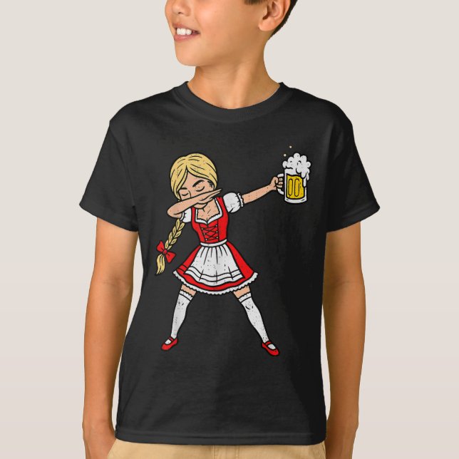 Camiseta Dabbing Mujeres alemanas Lederhosen Bebida Bebida (Anverso)