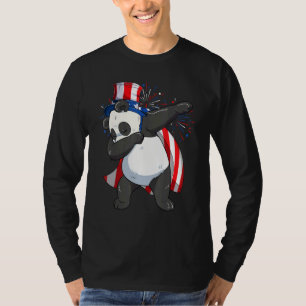 Camiseta Dabbing Panda Bear Con Tío Sam Gorra Bandera Estad