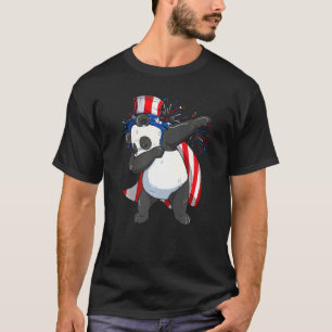 Camiseta Dabbing Panda Bear Con Tío Sam Gorra Bandera Estad