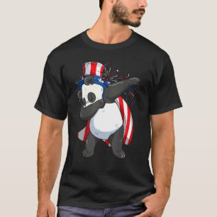 Camiseta Dabbing Panda Bear Con Tío Sam Gorra Bandera Estad