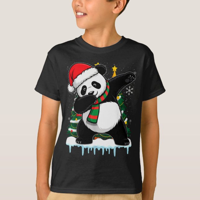 Camiseta Dabbing Panda Santa Christmas Kids Boys Men Xmas B (Anverso)
