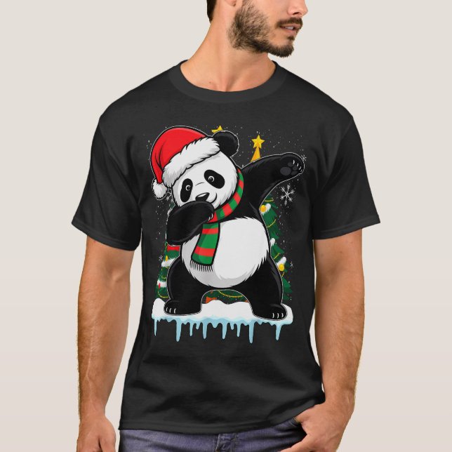 Camiseta Dabbing Panda Santa Christmas Kids Boys Men Xmas B (Anverso)