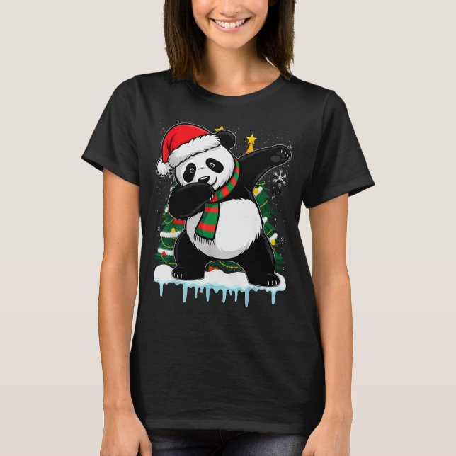 Camiseta Dabbing Panda Santa Christmas Kids Boys Men Xmas B (Anverso)
