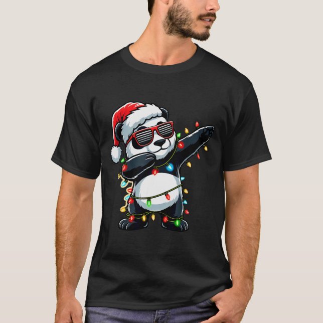 Camiseta Dabbing Panda Xmas For Kids Boys Girl Panda Lover  (Anverso)