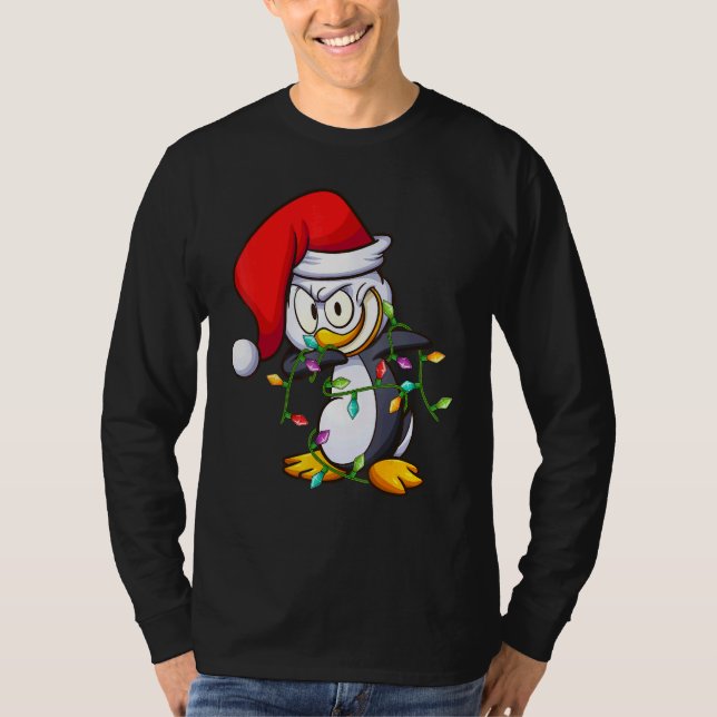 Camiseta Dabbing Penguin Bird Xmas Lights Penguin Christmas (Anverso)