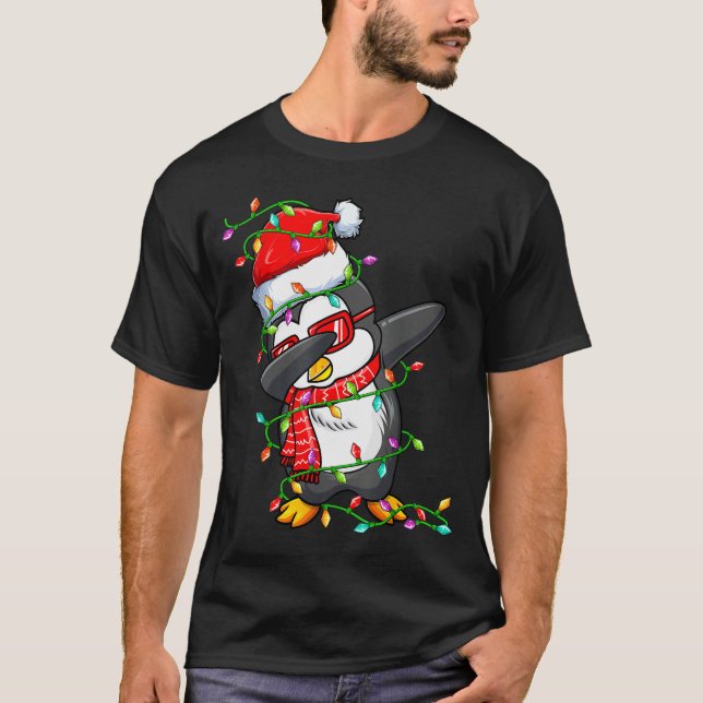 Camiseta Dabbing Penguin Wearing Santa Hat - Penguin Lover  (Anverso)