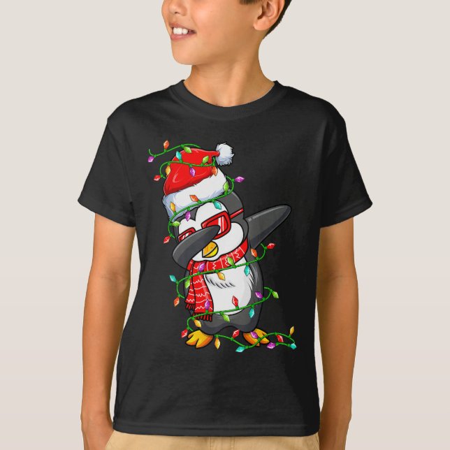 Camiseta Dabbing Penguin Wearing Santa Hat - Penguin Lover  (Anverso)