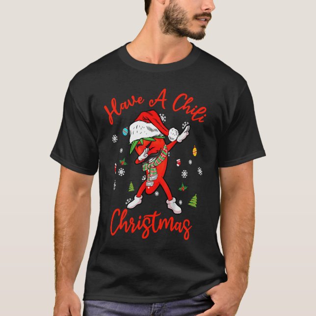 Camiseta Dabbing Pepper Have A Chili Christmas Ugly Xmas (Anverso)