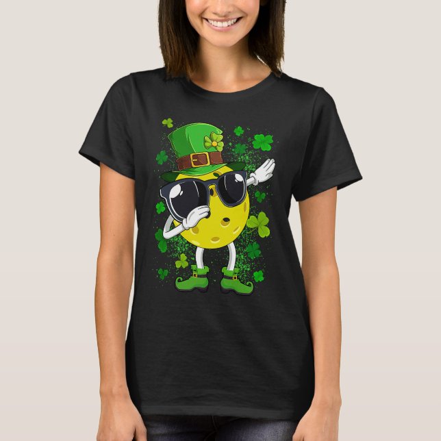 Camiseta Dabbing Pickleball Ball Leprechaun St Patrick's Da (Anverso)