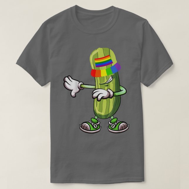Camiseta Dabbing Pickles Cucumber Gracioso Cucumber Rainbow (Diseño del anverso)