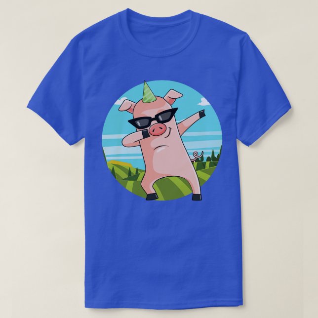 Camiseta Dabbing Pig Dancing Farm Animal Pink Piglet (2) (Diseño del anverso)