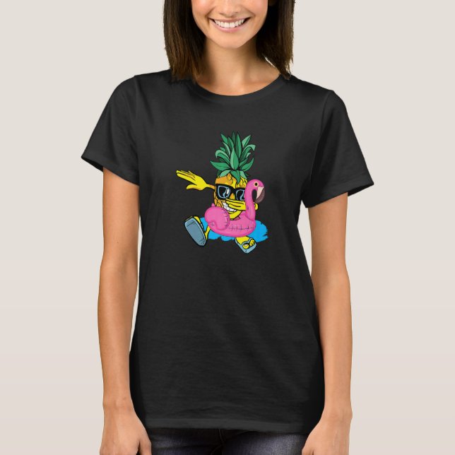 Camiseta Dabbing Pineapple Flamingo Float Aloha Beaches Haw (Anverso)