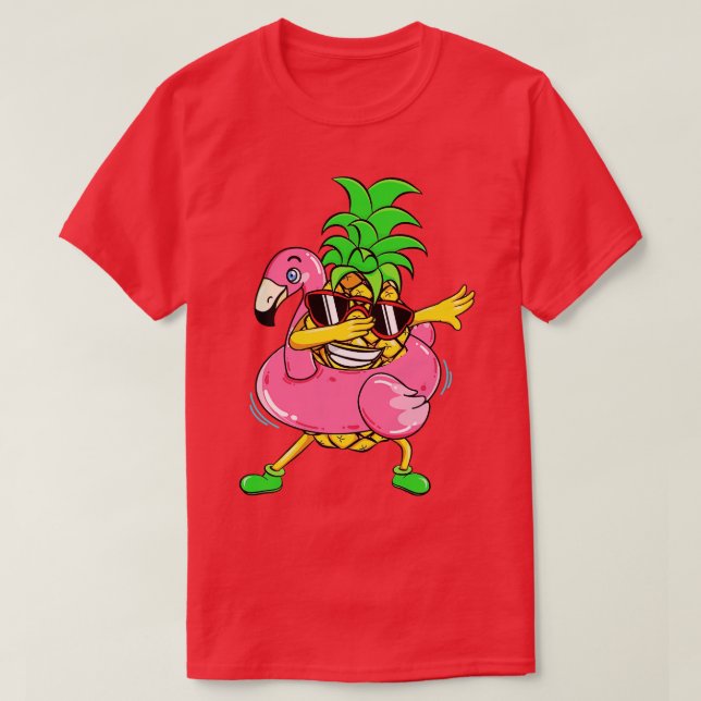 Camiseta Dabbing Pineapple Flamingo Float Aloha Bews Haw (Diseño del anverso)