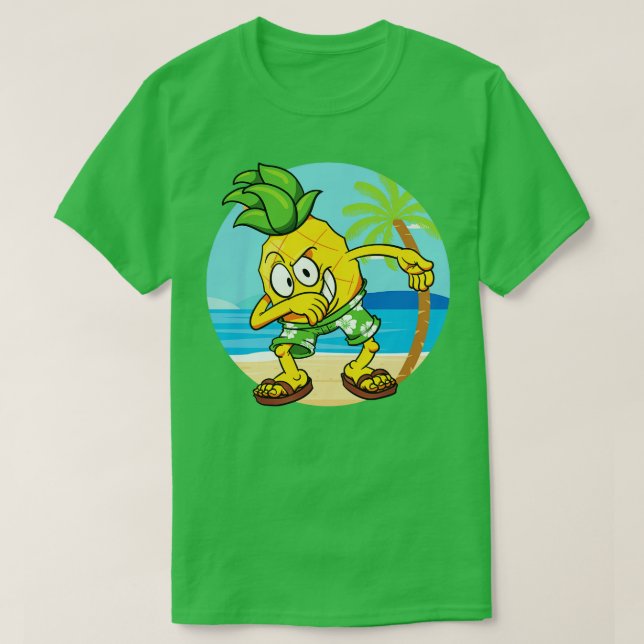 Camiseta Dabbing Pineapple Fruta tropical Vegan 1 (Diseño del anverso)