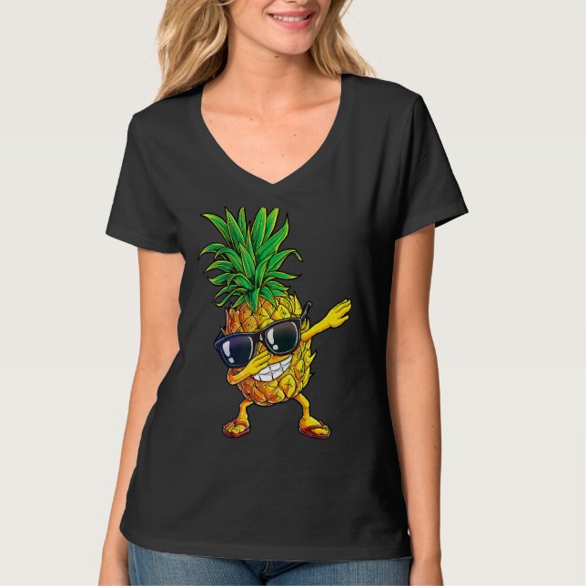 Camiseta Dabbing Pineapple Gafas de sol Aloha Bebidas Hawai (Anverso)