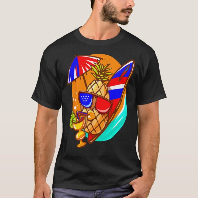 Camiseta Dabbing Pineapple Sunglass Aloha Beaches Hawaii My (Anverso)