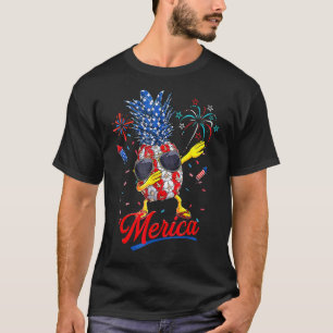 Camiseta Dabbing Pineapple Wear Sunglass American Flag Patr