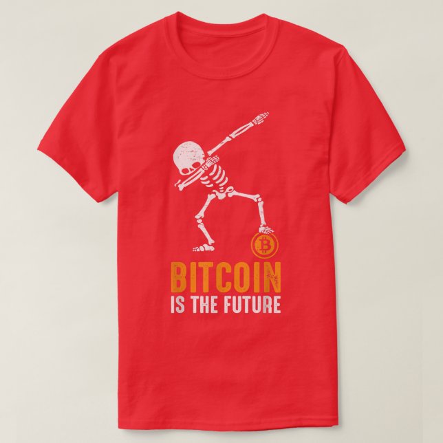 Camiseta Dabbing Pirate Skeleton Bitcoin es el futuro Cryp (Diseño del anverso)