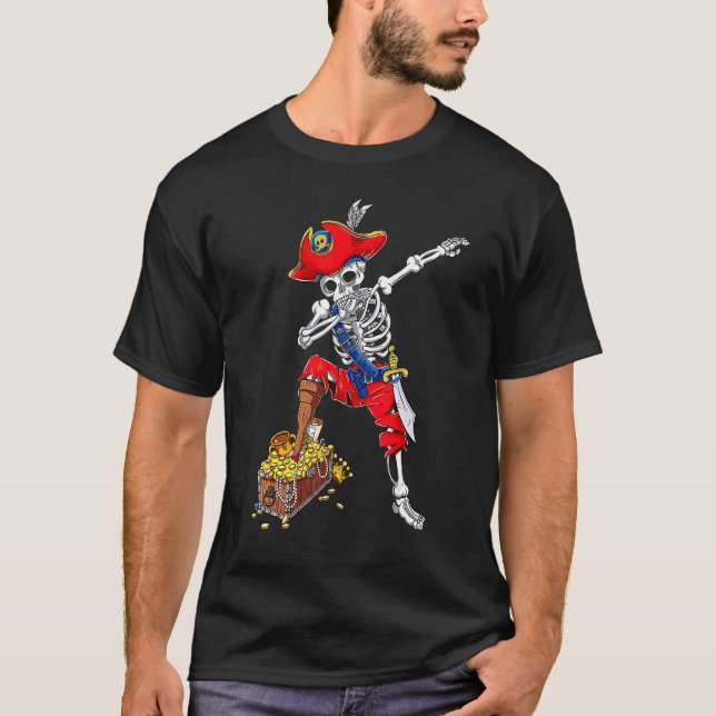Camiseta Dabbing Pirate Skeleton Dab Niños disfraz de Hallo (Anverso)