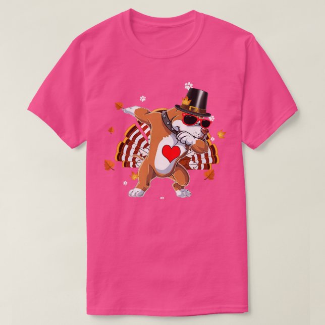 Camiseta Dabbing Pit Bull Día de Acción de Gracias Peregrin (Diseño del anverso)