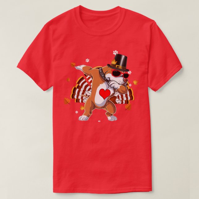 Camiseta Dabbing Pit Bull Thanksgiving Day Dog Pilgrim Boys (Diseño del anverso)