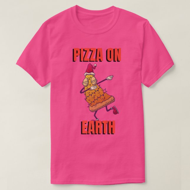 Camiseta Dabbing Pizza Christmas Lights Santa Hat Xmas Paja (Diseño del anverso)