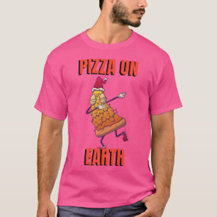 Camiseta Dabbing Pizza Christmas Lights Santa Hat Xmas Paja