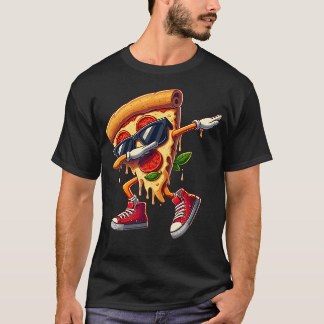 Camiseta Dabbing Pizza Slice Dance Pizza Lover Boy Dancing  (Anverso)
