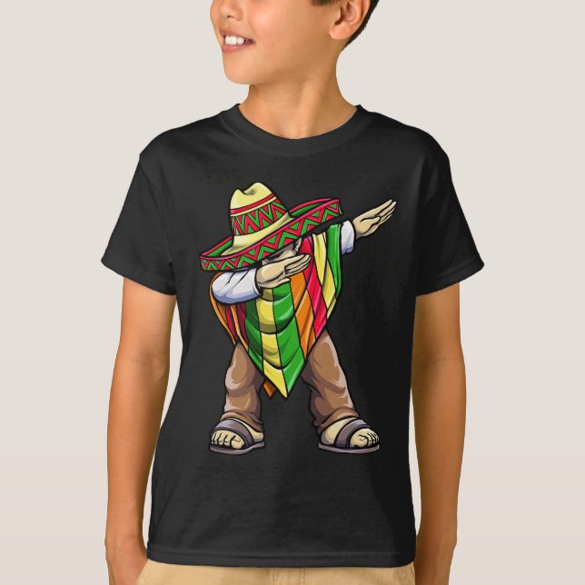 Camiseta Dabbing Poncho Mexicano Cinco De Mayo  (Anverso)