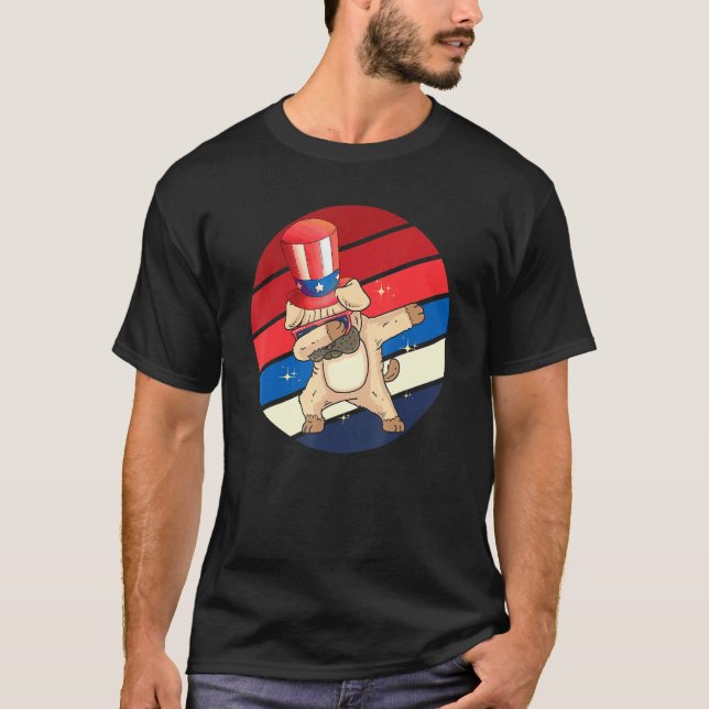 Camiseta Dabbing Pug 4 De Julio Día De La Independencia De  (Anverso)