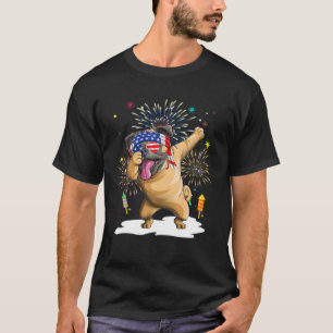 Camiseta Dabbing Pug American Flag Fireworks 4 De Julio Do