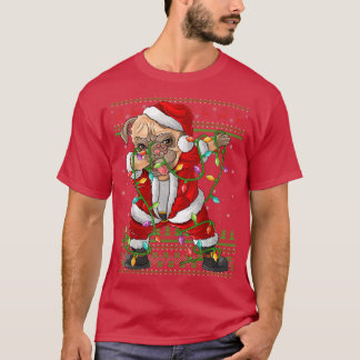 Camiseta Dabbing Pug Dog Xmas Luces Fundadosamente Pug Sant